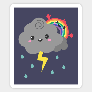 Cute Rainbow Hiding Behind A Thunderstorm Cloud Magnet